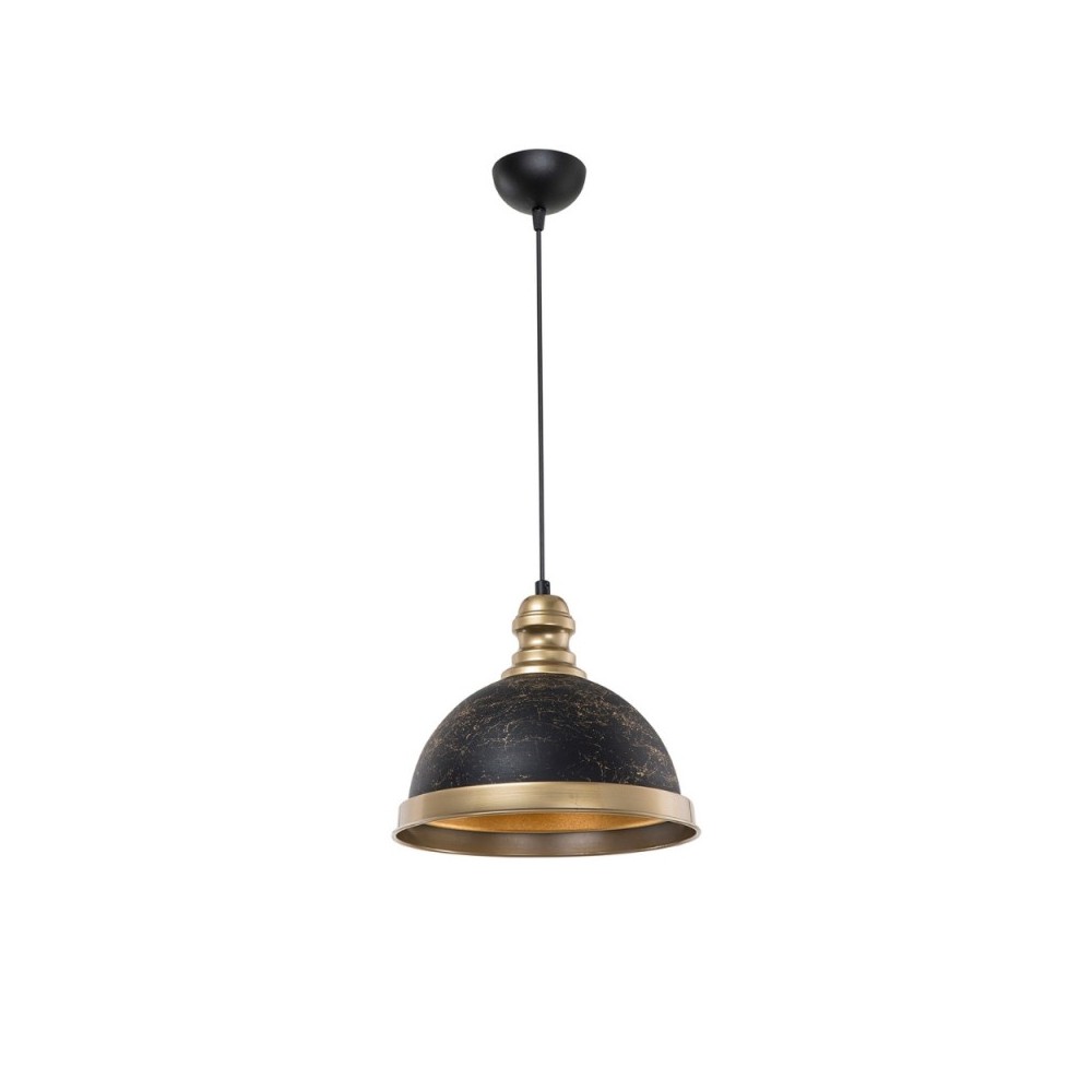 Lampada da soffitto con paralume metallo nero e dettagli oro Astek ASZ1637