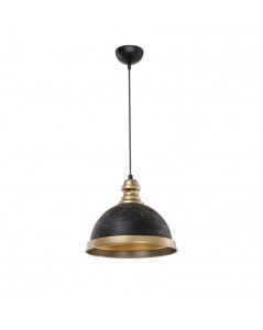 Lampada a sospensione con paralume metallo nero e dettagli oro Astek ASZ1637