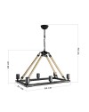 Lampada a sospensione stile retrò con dettagli in corda 6 punti luce Bohem ASZ0866 colore nero