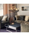 Lampada a sospensione stile retrò con dettagli in corda 6 punti luce Bohem ASZ0866 colore nero