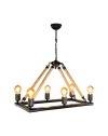 Lampada a sospensione stile retrò con dettagli in corda 6 punti luce Bohem ASZ0866 colore nero