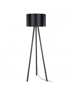 Lampada da terra treppiede e paralume tessuto nero Piko MDL5134