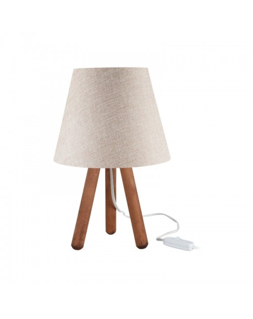 Lampada da tavolo treppiede noce e paralume colore beige Pino ASZ1452