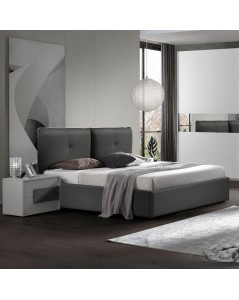 Camera da Letto Manon con Armadio 2 Ante Scorrevoli Bianco e Grigio