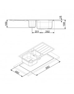 Lavello Incasso 2 Vasche e Gocciolatoio Reversibile 100x50 Smeg