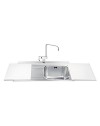 Lavello incasso 1 vasca e gocciolatoio sinistro con taglieri in vetro bianco Smeg LI91BS inox