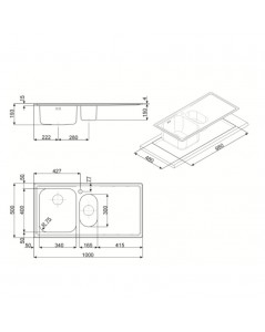 Lavello Incasso Semifilo 2 Vasche e Gocciolatoio SX 100x50 Smeg
