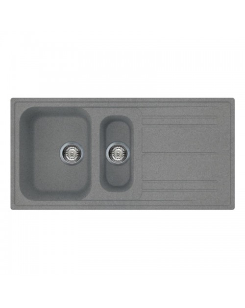 Lavello incasso 2 vasche e gocciolatoio reversibile 100x50 Smeg LZ102TT colore titanio