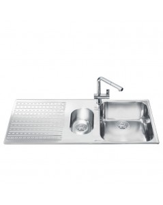 Lavello Incasso 2 Vasche e Gocciolatoio Sinistro 100x50 Smeg