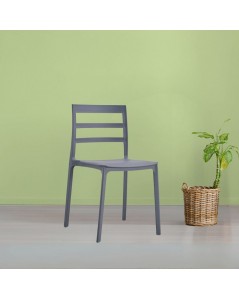 Sedia in polipropilene schienale fasce orizzontali Galena colore grigio scuro
