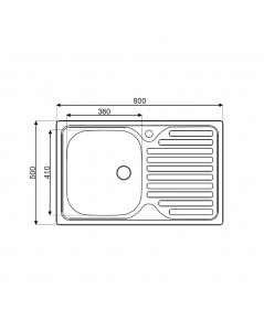 Lavello Appoggio Acciaio Inox 80x50 cm Una Vasca e Gocciolatoio DX SA216