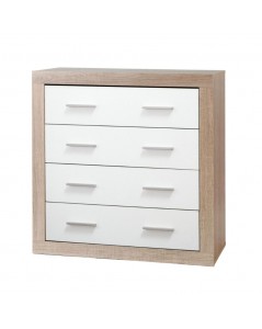 Cassettiera 4 Cassetti Rovere con Frontali Colore Bianco Sara 98x40x82h