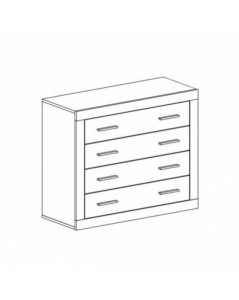 Cassettiera 4 Cassetti Rovere con Frontali Colore Bianco Sara 98x40x82h