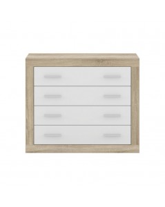 Cassettiera 4 Cassetti Rovere con Frontali Colore Bianco Sara 98x40x82h