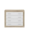 Cassettiera 4 cassetti rovere con frontali colore bianco Sara 98x40x82h
