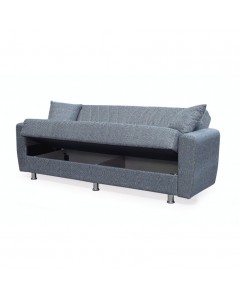 Divano 3 Posti con Contenitore e Funzione Letto Poem Grigio