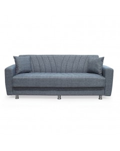 Divano 3 Posti con Contenitore e Funzione Letto Poem Grigio