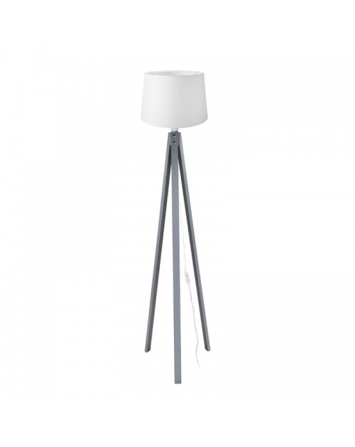Lampada da terra treppiede grigio con paralume bianco in tessuto DECOGRI3565