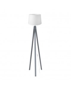 Lampada da terra treppiede grigio con paralume bianco in tessuto DECOGRI3565