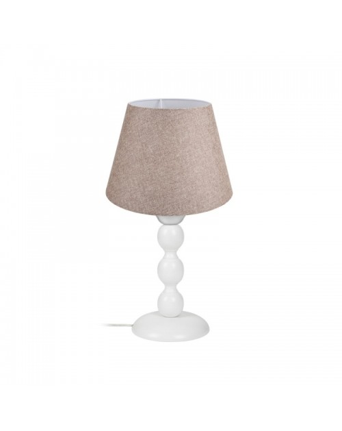Lampada da tavolo base bianca e paralume tessuto colore beige LAGUNAH272634
