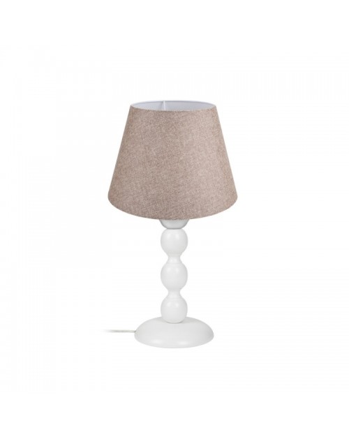 Lampada da tavolo base bianca e paralume tessuto beige LAGUNAH272634