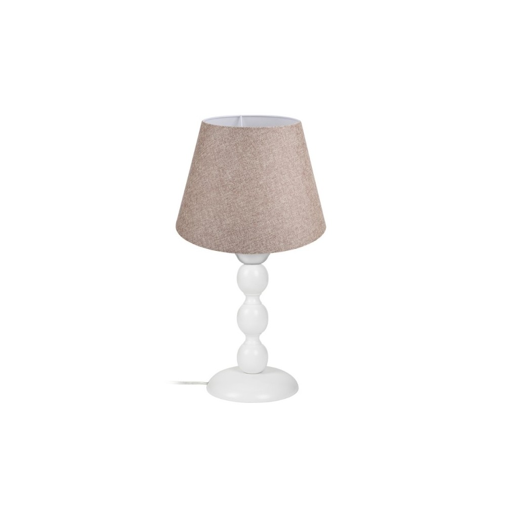 Lampada da tavolo base bianca e paralume tessuto beige LAGUNAH272634