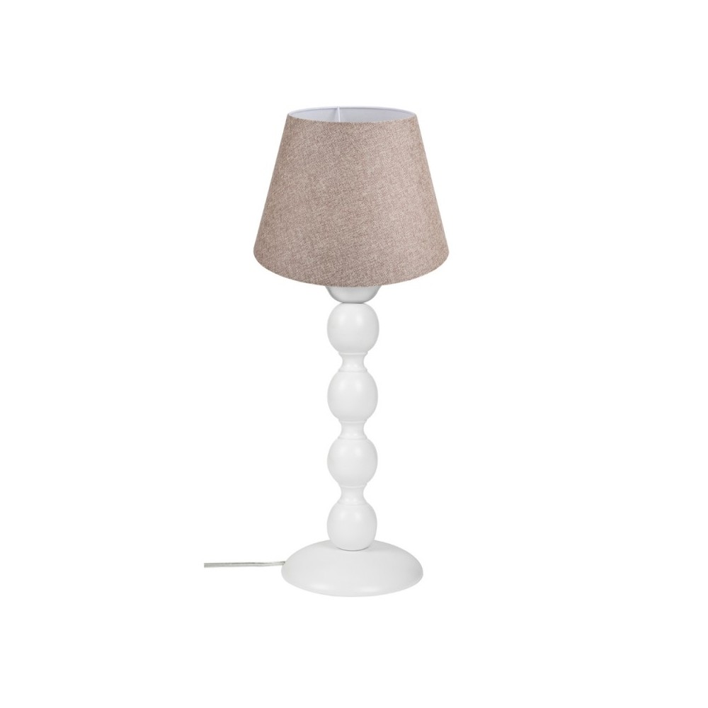 Lampada da tavolo base bianca e paralume tessuto colore beige LAGUNAH372634
