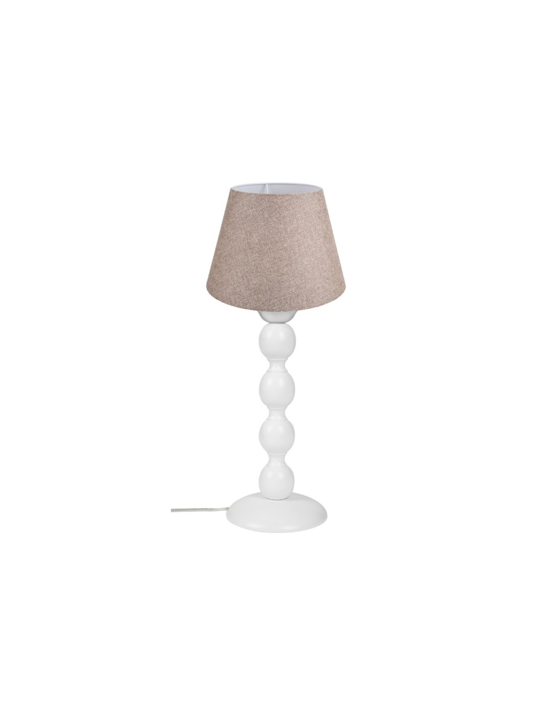 Lampada da tavolo base bianca e paralume tessuto colore beige LAGUNAH372634