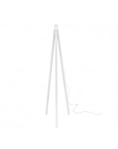 Lampada da Terra Treppiede Legno Bianco e Paralume  Rosa