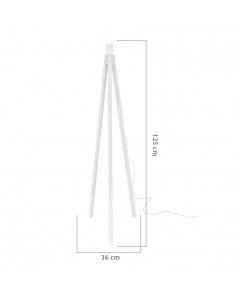 Lampada da Terra Treppiede Legno Bianco e Paralume  Rosa