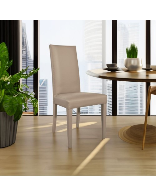 Set 2 Sedie ecopelle Nancy colore tortora