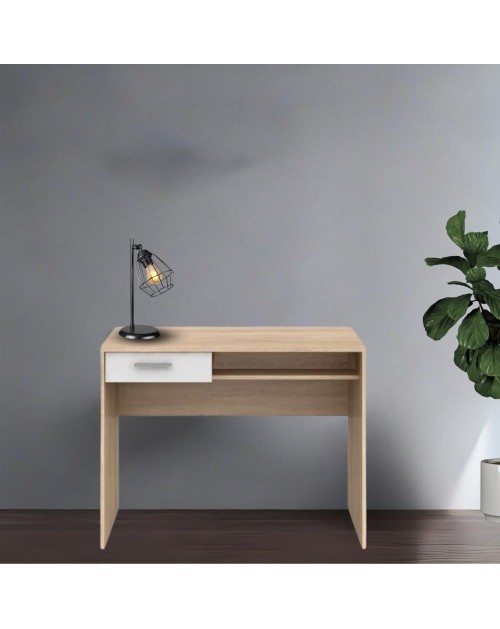 Scrivania con cassetto 100 cm. Nepo 100x59x75,5H colore rovere bianco