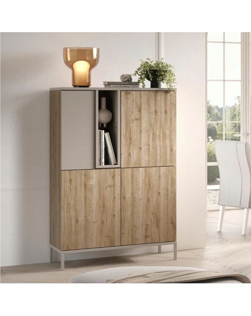 Mobile contenitore 4 ante doppio colore cashmere e rovere cadiz Brando 110x43x150H