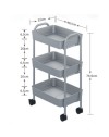 Carrello da cucina 3 ripiani in metallo con ruote Tier 45.5x32x76.4H colore bianco