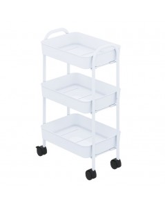 Carrello cucina 3 ripiani in metallo con ruote Tier colore bianco