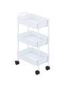 Carrello da cucina 3 ripiani in metallo con ruote Tier 45.5x32x76.4H colore bianco