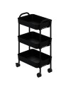 Carrello da cucina 3 ripiani in metallo con ruote Tier 45.5x32x76.4H colore nero