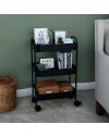 Carrello da cucina 3 ripiani in metallo con ruote Tier 45.5x32x76.4H colore nero