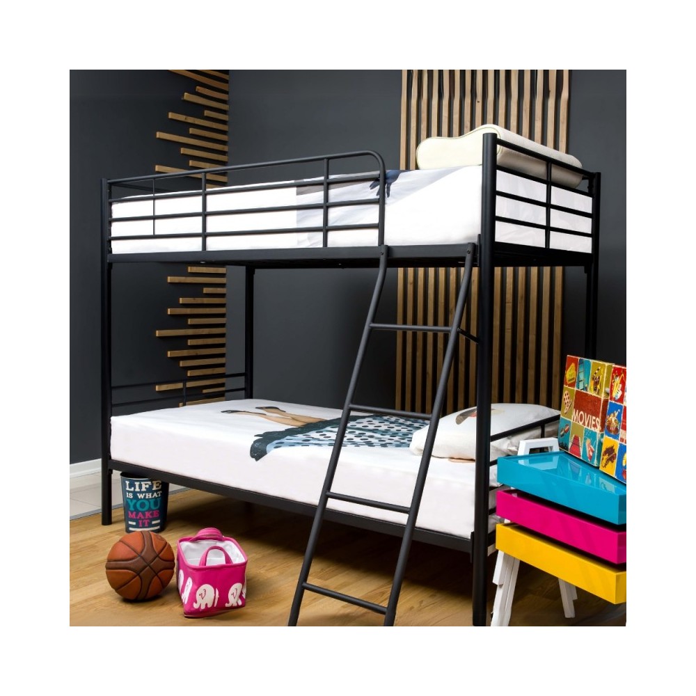 Letto a castello in metallo Monza colore nero 199x96.5x159.5