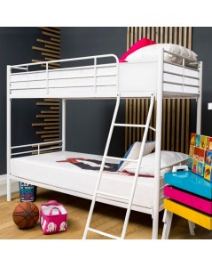 Letto a castello in metallo Monza colore bianco 199x96.5x159.5