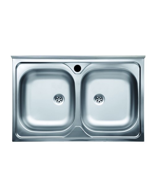 Lavello cucina acciaio appoggio 80x50 cm due vasche N214