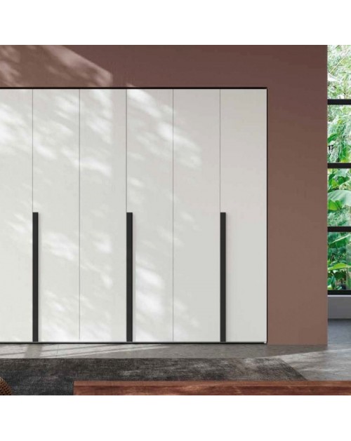 Armadio 6 ante battenti bianco portland e maniglie nero opaco Coco 276x60,3x250h