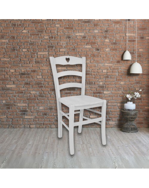 Sedia in legno Decoro bianco ghiaccio seduta massello