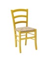 Sedia in legno di faggio con seduta paglia Venezia colore anilina giallo