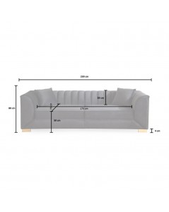 Divano 3 posti in velluto marrone Vera Babyface06 230x95x80H