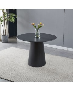 Tavolo rotondo Lauren piano ceramica effetto marmo nero oro