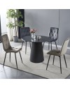 Tavolo rotondo Lauren piano ceramica effetto marmo nero oro 120x120x76h