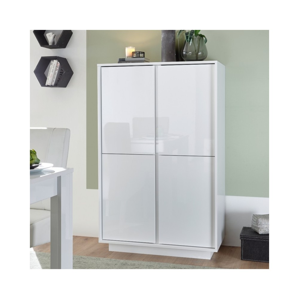 Mobile contenitore 4 ante bianco lucido Ice 92x43x145H