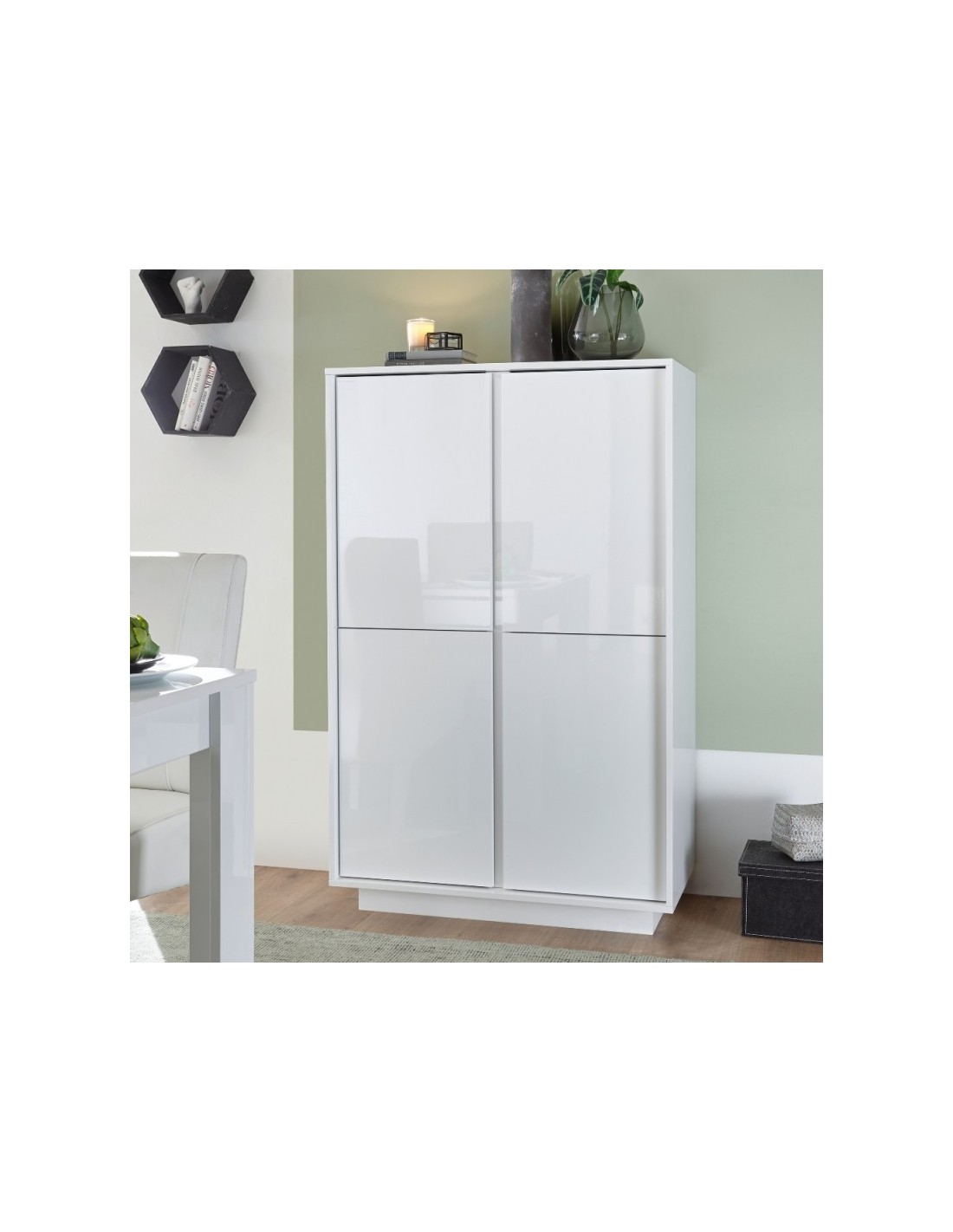 Mobile contenitore 4 ante bianco lucido Ice 92x43x145H