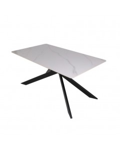 Tavolo Rettangolare Star Piano Ceramica Effetto Marmo Bianco Lucido